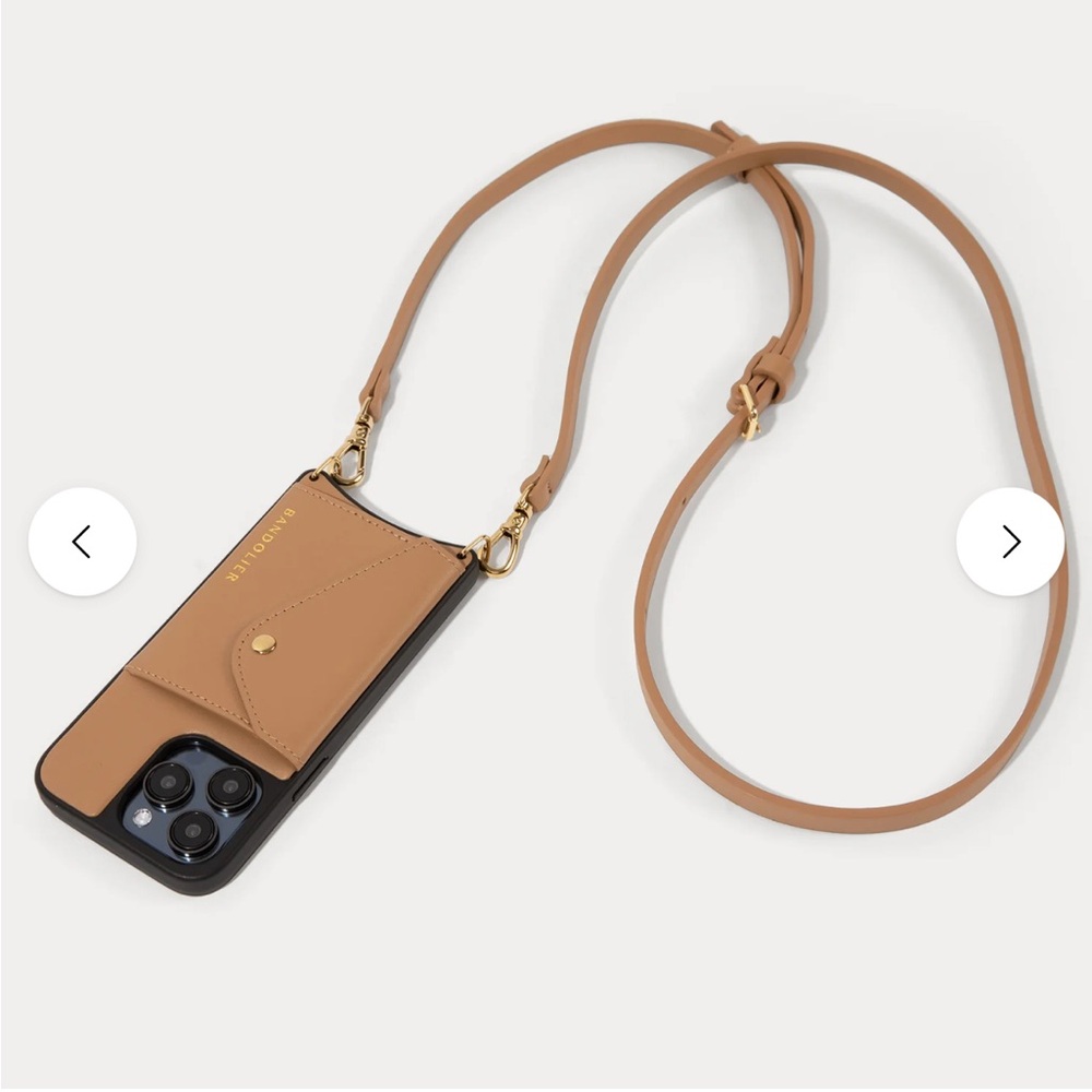 NWT Bandolier Donna Tan Leather Crossbody Phone Case iPhone 16 Pro